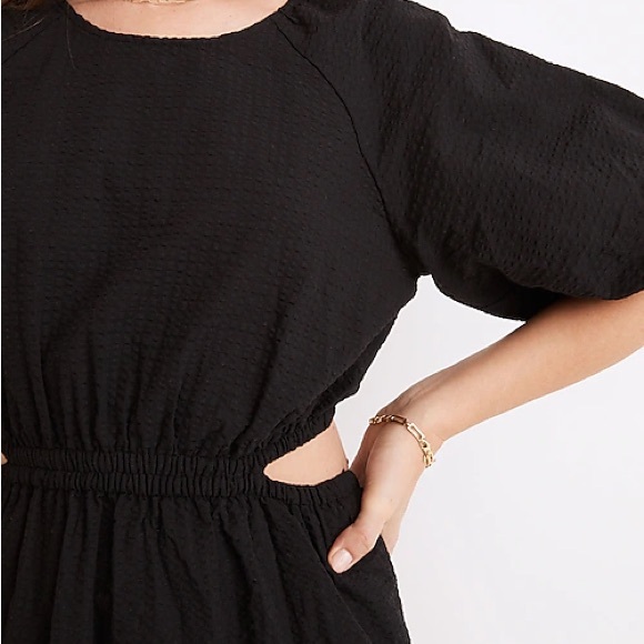 Madewell Seersucker Puff-Sleeve Cutout Mini Dress - Picture 3 of 7
